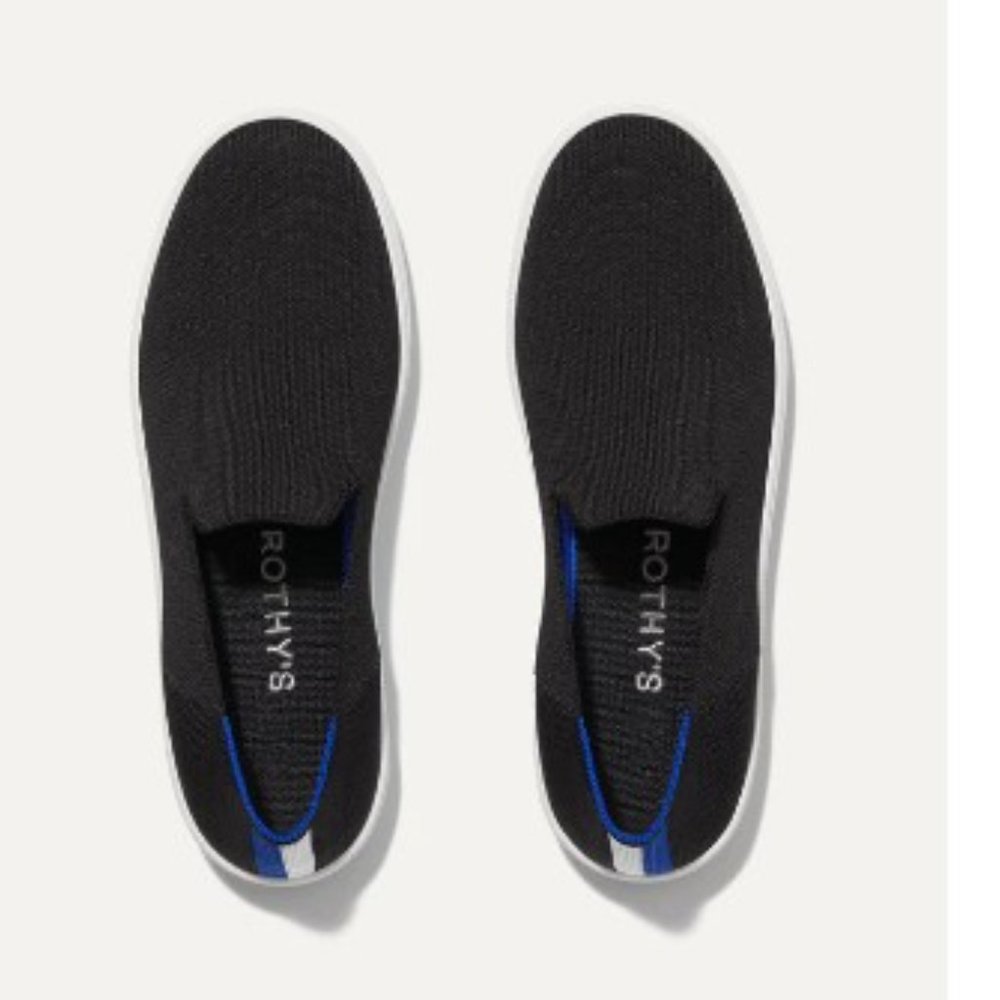 Rothy Black Solid Accented Blue The Original Slip… - image 4